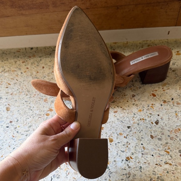 Chelsea & Violet Molly Brown Suede Bow Mules - Picture 4 of 6